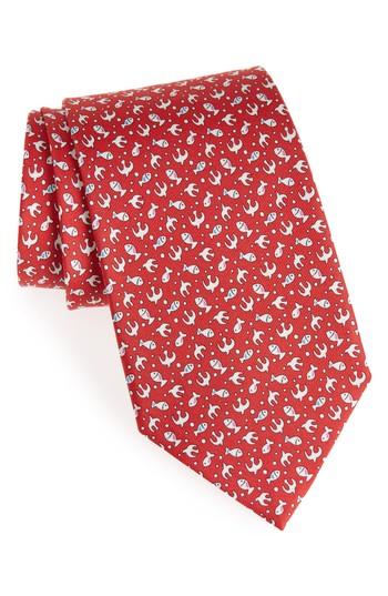 Men's Salvatore Ferragamo Ever Print Silk Tie, Size - Red