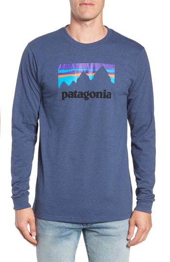 Men's Patagonia Sticker Responsibili-tee Long-sleeve T-shirt - Blue