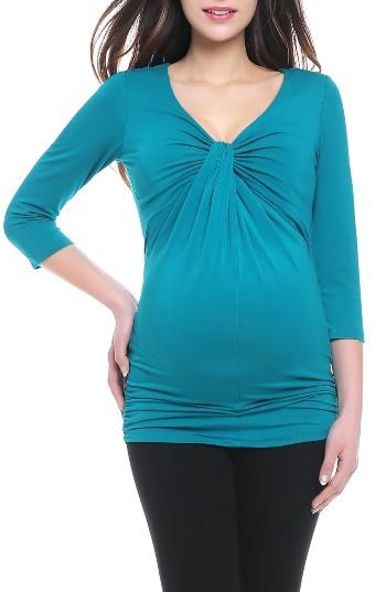 Women's Kimi And Kai Grace Twist Knot Maternity Top - Blue/green