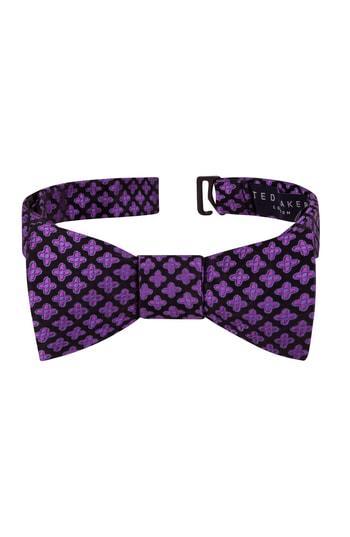 Men's Ted Baker London Small Flower Silk Bow Tie, Size - Black