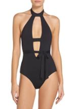 Women's Becca Socialite Belted One-pice Swimsuit - Black