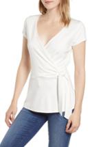 Women's Gibson Faux Wrap Tie Shirt, Size - Ivory