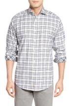 Men's Thomas Dean Classic Fit Dobby Plaid Sport Shirt, Size - Yellow