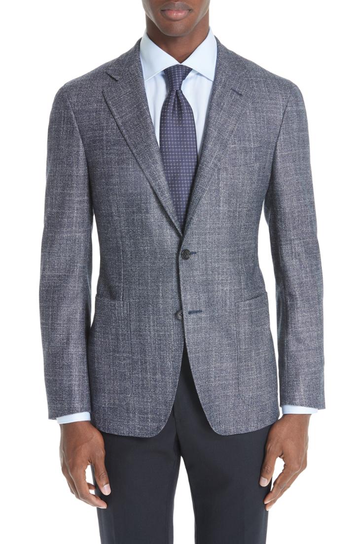 Men's Canali Kei Classic Fit Wool Blend Blazer Us / 50 Eu R - Blue