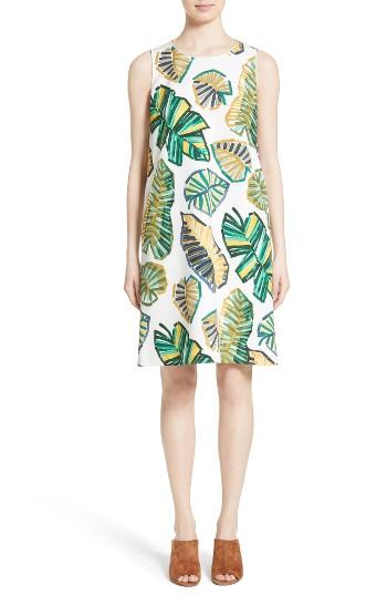 Women's Lafayette 148 New York Palmer Print Dress, Size - Green