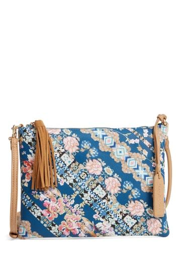 Sole Society Printed Faux Leather Pouch - Blue