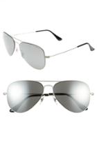 Men's Ray-ban 'aviator Flat Metal' Sunglasses - Silver/ Green Mirror