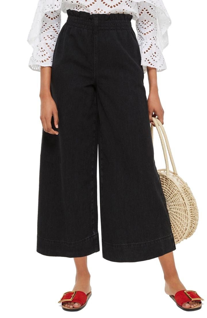 Women's Topshop Wide Leg Crop Jeans W X 30l (fits Like 24w) - Blue