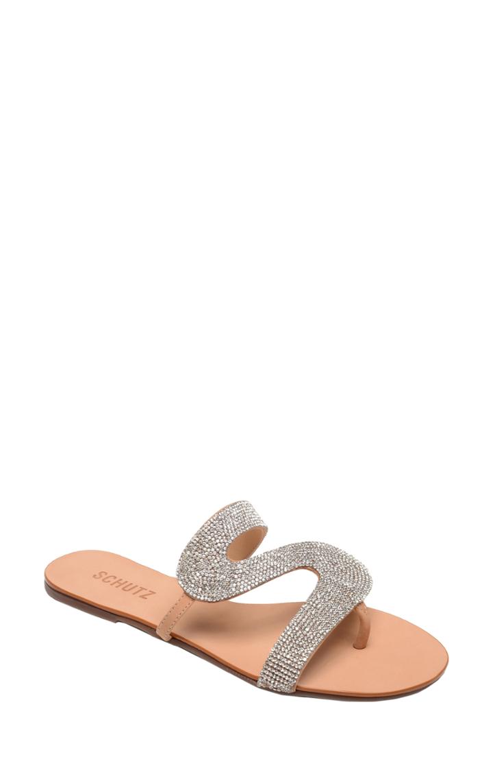 Women's Schutz Noemi Embellished Flip Flop M - Beige