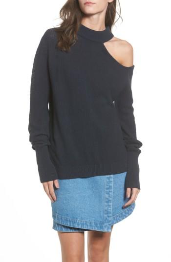 Women's The Fifth Label Impression Cold-shoulder Sweater - Grey