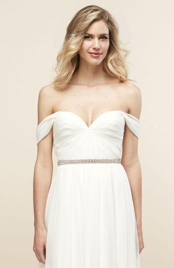 Women's Untamed Petals By Amanda Judge Kevin Pave Crystal Belt, Size - Ivory Grosgrain