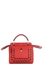 Fendi Dotcom Click Lace-up Leather Satchel - Red