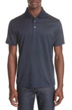 Men's Canali Geometric Cotton Polo Shirt Us / 50 Eu - Blue