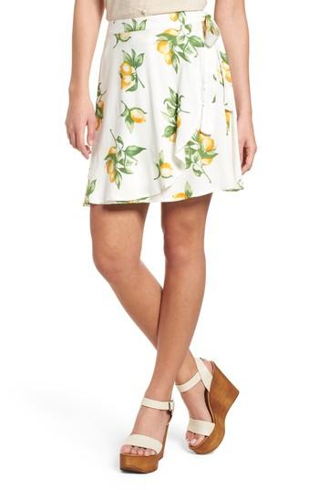 Women's Mimi Chica Fruit Print Side Tie Skirt - Ivory