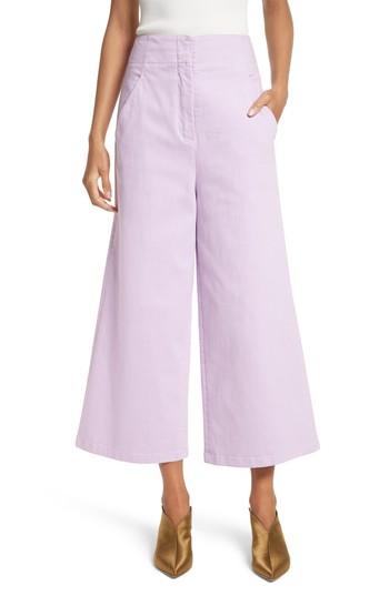 Women's Tibi Wide Leg Crop Denim Pants - Purple