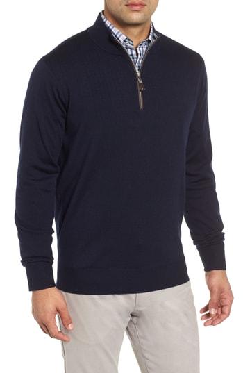 Men's Peter Millar Crown Soft Wool Blend Quarter Zip Sweater - Blue