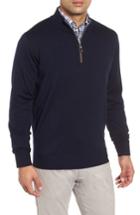 Men's Peter Millar Crown Soft Wool Blend Quarter Zip Sweater - Blue