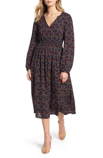 Women's Hinge Print Midi Dress, Size - Blue
