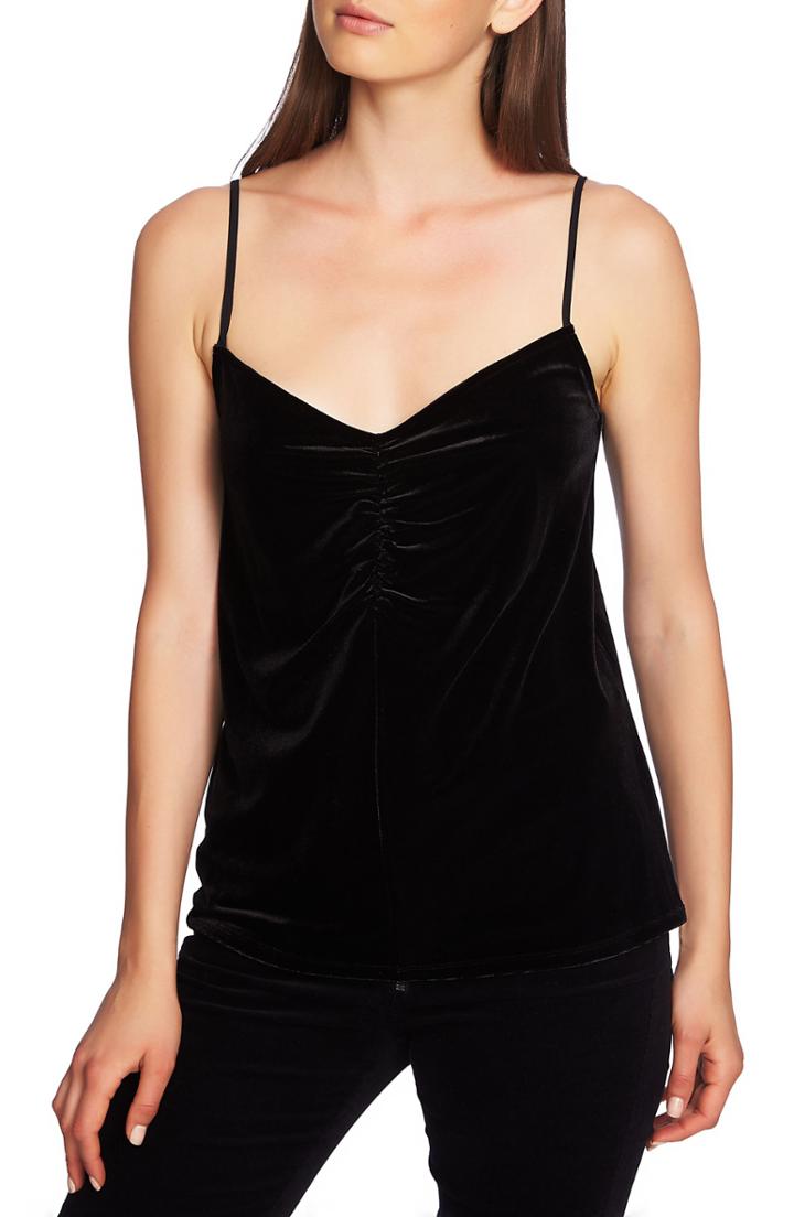 Women's 1.state Ruched Front Velvet Camisole - Black
