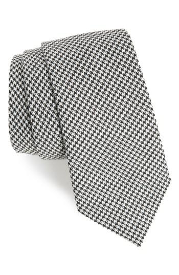 Men's Topman Houndstooth Woven Tie, Size - Black