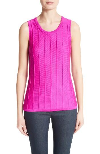 Women's St. John Collection Ottoman Stitch Wool Shell