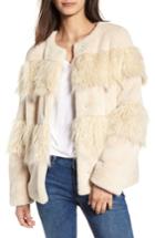 Women's Bcbgeneration Mixed Faux Fur Jacket - Ivory