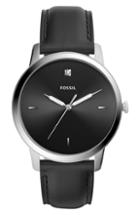 Men's Fossil Minimalist 3h Carbon Leather Strap Watch, 44mm