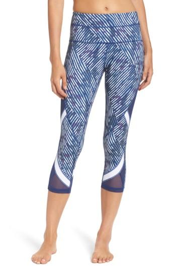 Women's Zella Mesh-up High Waist Crop Leggings - Blue