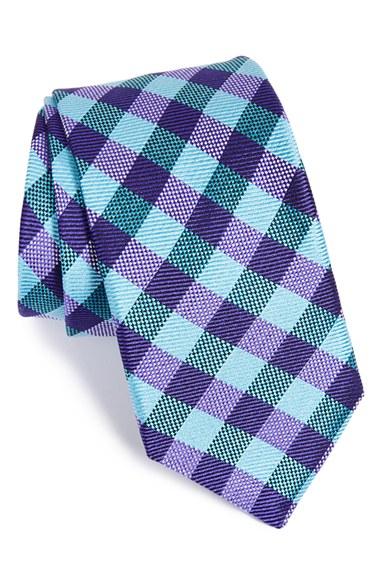 Men's Ted Baker London Check Silk Tie, Size - Blue