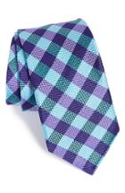 Men's Ted Baker London Check Silk Tie, Size - Blue
