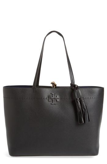 Tory Burch Mcgraw Leather Tote - Black