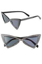 Women's Leith Crystal Geometric 53mm Cat Eye Sunglasses - Black/ Silver