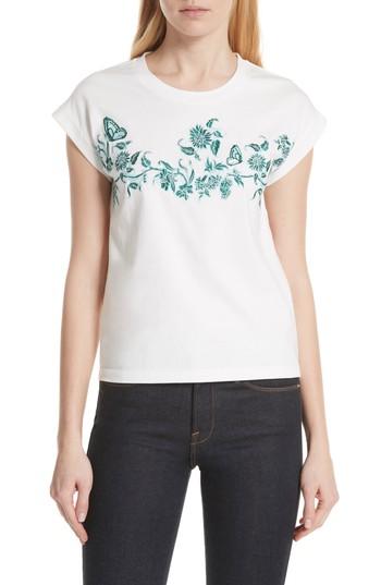 Women's Maje Floral Embroidered Tee - White