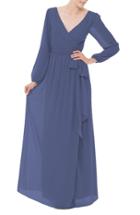 Women's Ceremony By Joanna August 'holly' Wrap Chiffon Gown - Blue