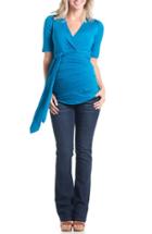 Women's Lilac Clothing 'bella' Faux Wrap Maternity Top - Blue
