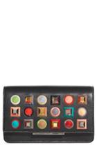 Women's Fendi Rainbow Studded Leather Tube Wallet On A Chain - Black