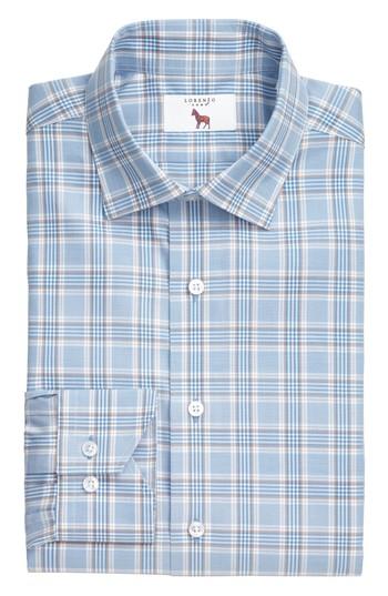 Men's Lorenzo Uomo Trim Fit Plaid Dress Shirt .5 - 32 - Blue