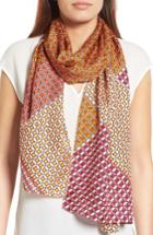 Women's Echo Villa Tile Oblong Silk Scarf, Size - Orange