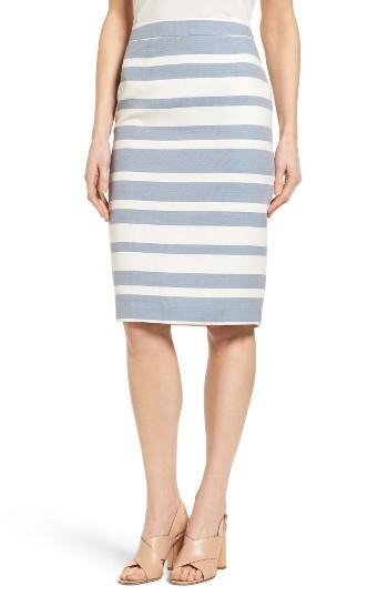 Women's Halogen Stripe Pencil Skirt - Blue
