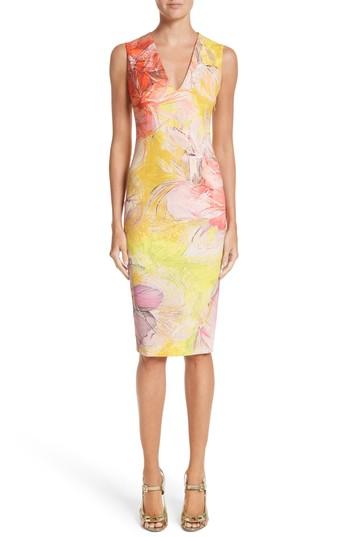 Women's Fuzzi Print Sheath Dress - Yellow