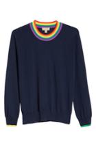 Women's Burberry Dales Rainbow Trim Merino Wool Sweater - Blue