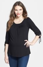 Women's Maternal America Maternity Tie Sleeve Top - Black