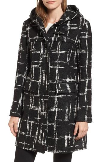Women's Ellen Tracy Pattern Boucle Hooded Toggle Topper
