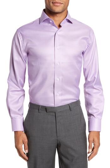 Men's Lorenzo Uomo Trim Fit Houndstooth Dress Shirt - 34 - Purple