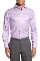 Men's Lorenzo Uomo Trim Fit Houndstooth Dress Shirt - 34 - Purple