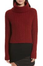 Women's Alice + Olivia Tobin Cable Knit Crop Turtleneck Sweater - Burgundy