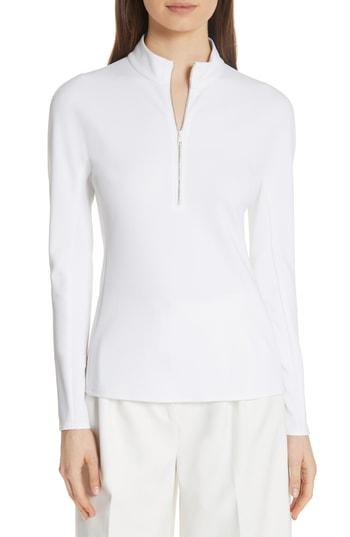 Women's Tibi Quarter Zip Mock Neck Top - White