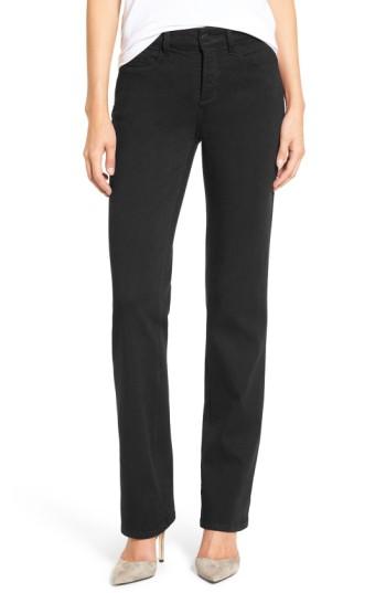 Petite Women's Nydj Marilyn Stretch Twill Straight Leg Pants P - Black