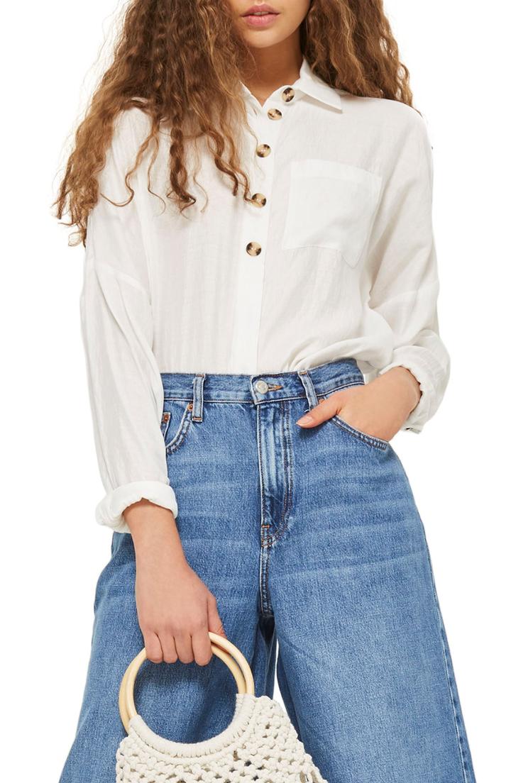 Women's Topshop Lightweight Button Shirt