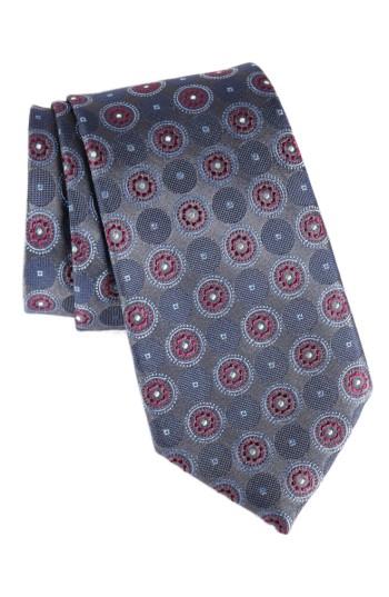 Men's Nordstrom Men's Shop Old English Medallion Silk Tie, Size - Grey